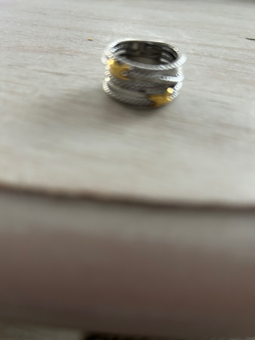 David Yurman Silver and Gold Multi-Row Cable Ring